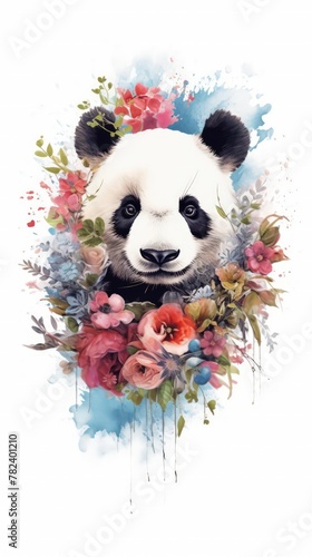 Whimsical Panda Watercolor in Kaleidoscopic Design Generative AI