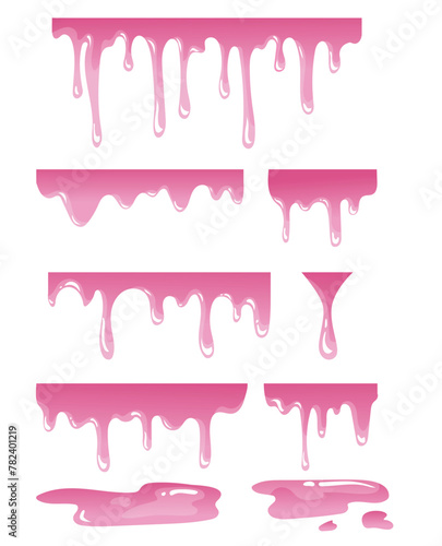 Melting, Paint Dripping vector set, clipart