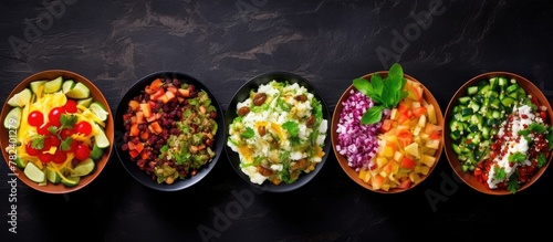 Different food bowls in a c...