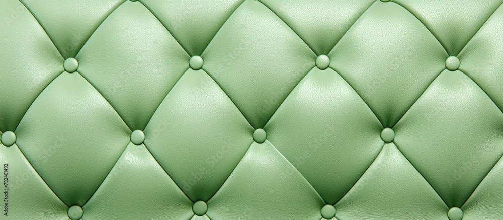 Close-up of Green Leather Couch with Buttons Close-up of Green Leather Couch with Buttons