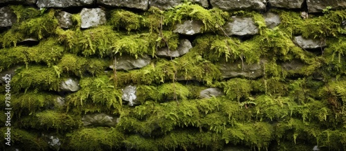 Mossy stone surface with sm...