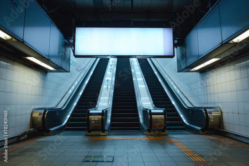 A visually striking image of an escalator leading upwards  the brightness conveying possibility or an unknown journey