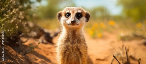 Small animal standing in dirt