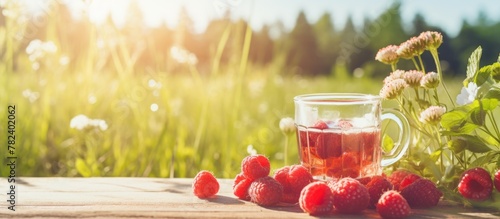 Glass of tea and raspberrie...