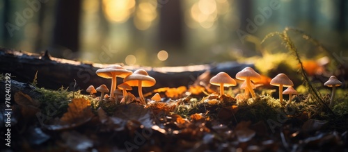 Mushrooms Sprouting in Moss...