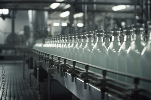 Dairy Production Factory Bottling Milk Lines Generative AI