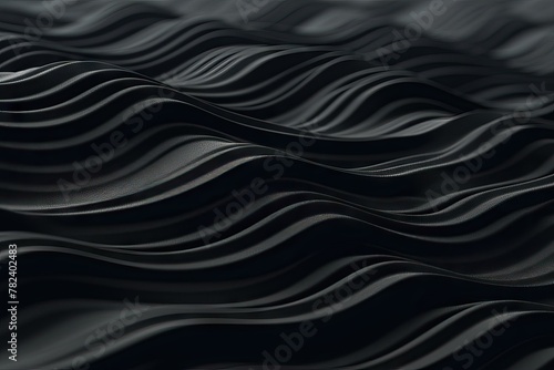 Cinematic 3D Rippling Black Waves Abstract Background Generative AI