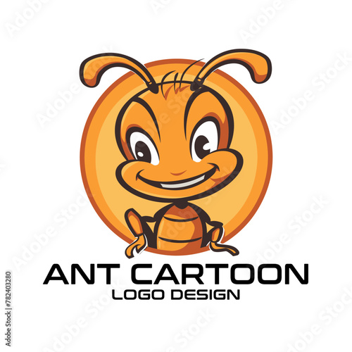 Ant Cartoon Vector Logo Design