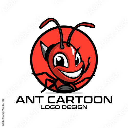 Ant Cartoon Vector Logo Design