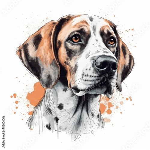 Minimalist Dog Illustration on White Background Generative AI