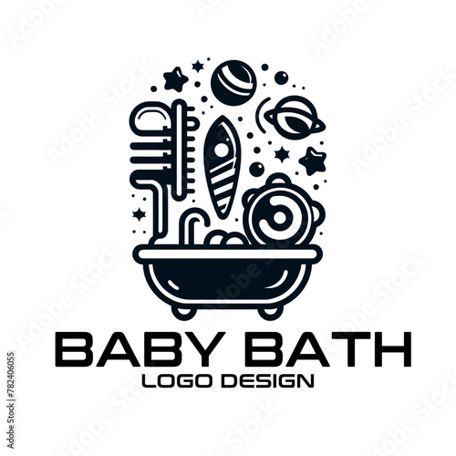 Baby Bath Vector Logo Design