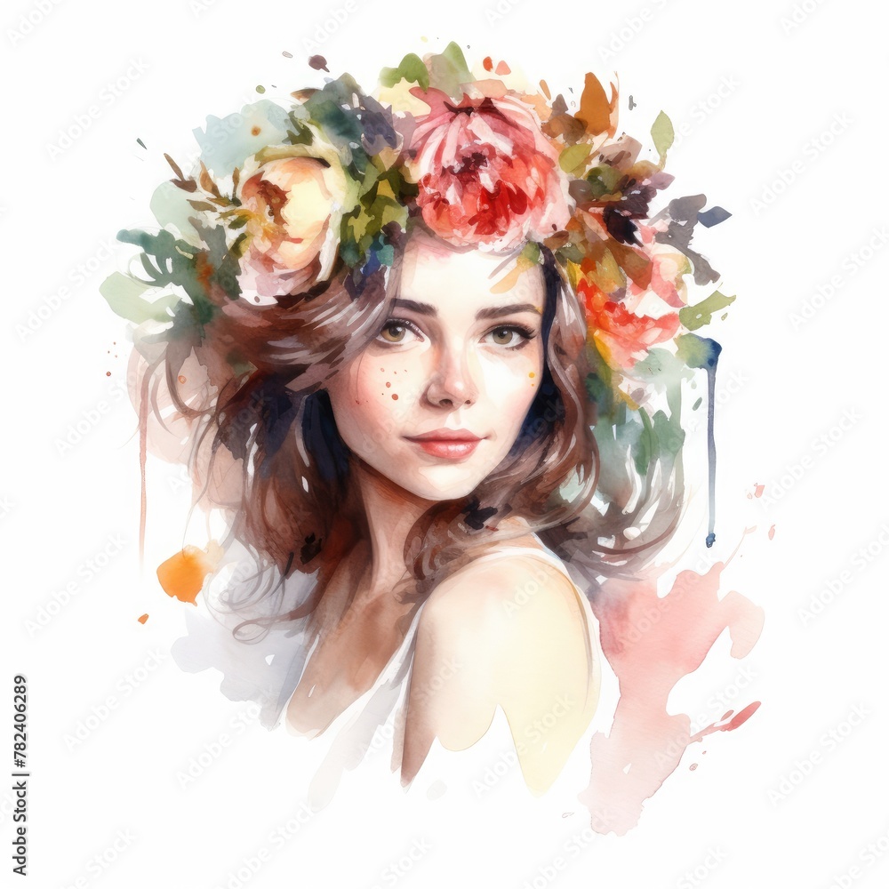 Delicate Floral Crown on White Generative AI