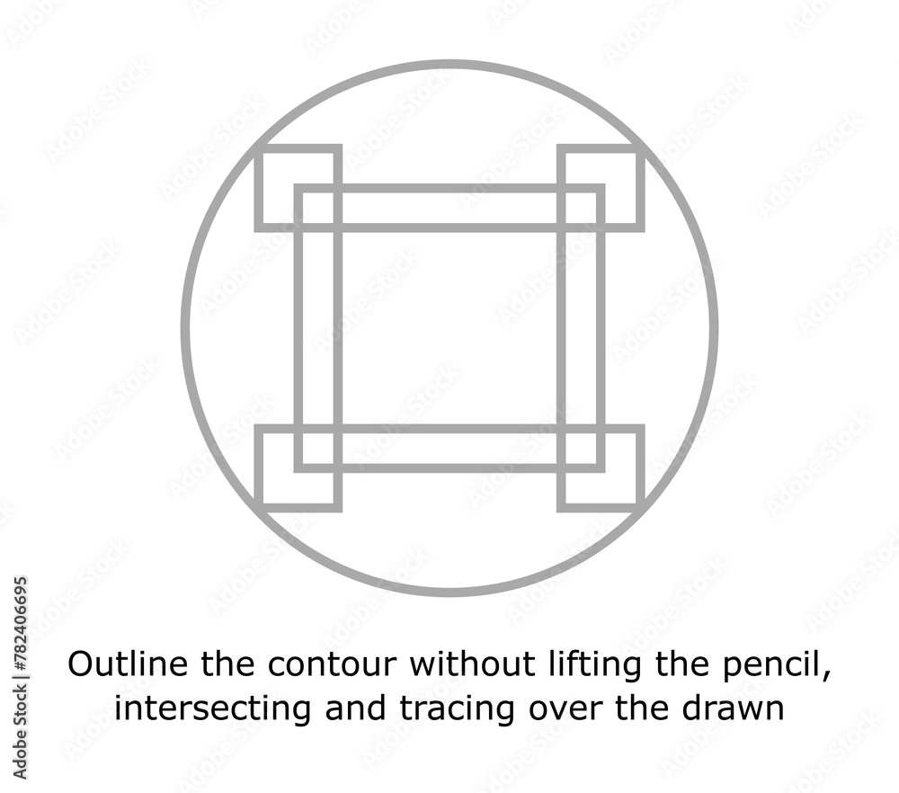 Outline the contour without lifting the pencil. Vector illustration. Brain teaser