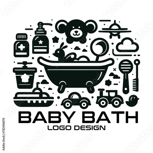 Baby Bath Vector Logo Design