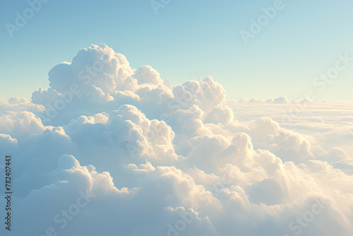 White clouds floating in the sky. A cumulonimbus cloud rises. meteorological phenomenon. natural phenomenon. Simplified abstract image of cloud computing concept #782407443
