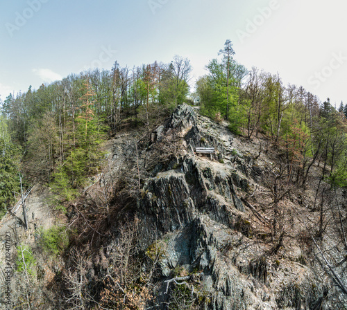 The Bockfelsen, a truly majestic viewpoint at the Hohenwarte reservoir, is not only a slate rock outcrop, but also the star of the local hiking trails. photo