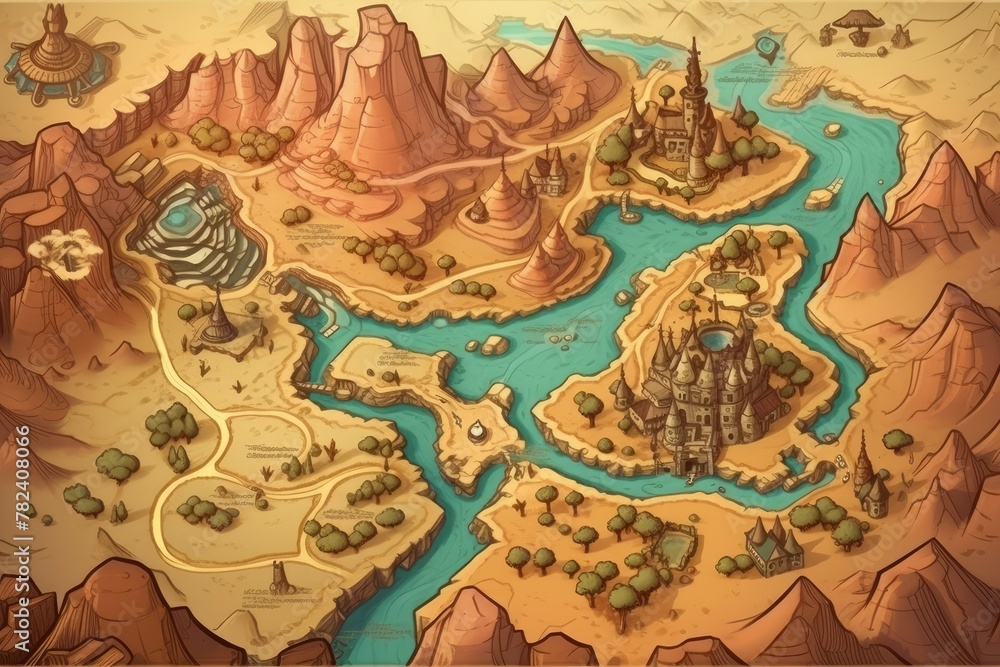Naklejka premium Vibrant Medieval Game Board Illustration Generative AI