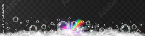Air bubbles on a transparent background. Soap foam vector illustration.
