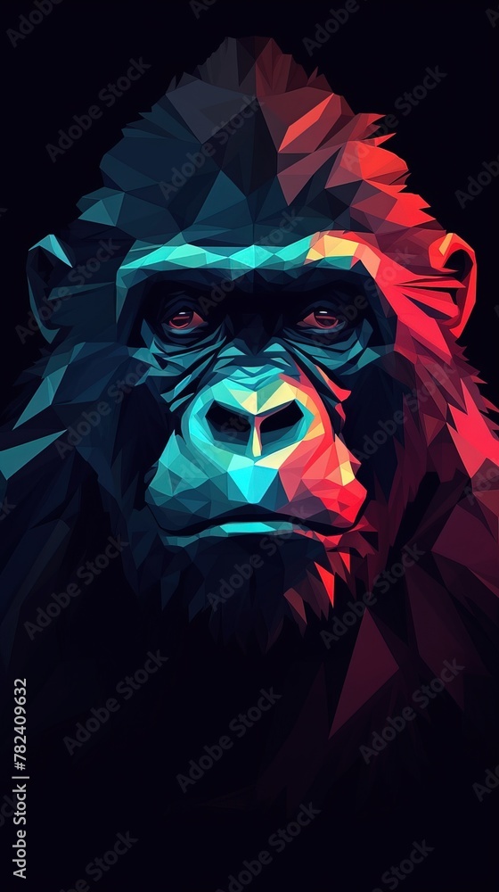 Stylized Gorilla Illustration with Low Polygon Design Generative AI Stylized Gorilla Illustration with Low Polygon Design Generative AI