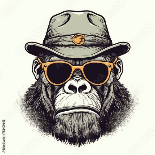 Stylized Gorilla Portrait with Gangster Vibes Generative AI