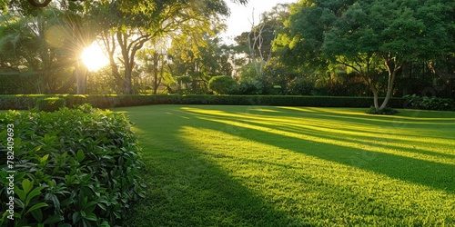Beautiful green lawn with l...