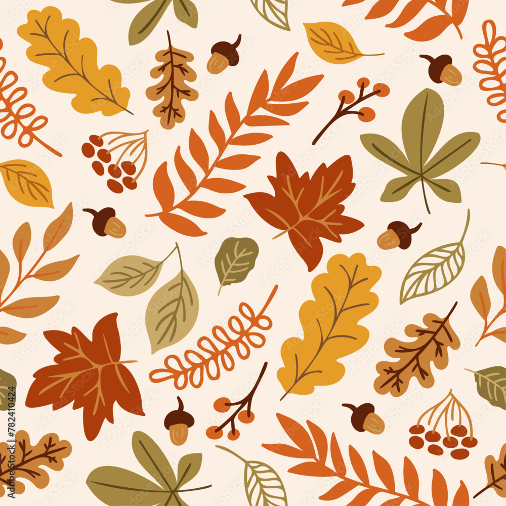 Obraz premium seamless pattern with autumn leaves