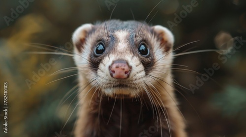 a close up of a ferret looking at the camera