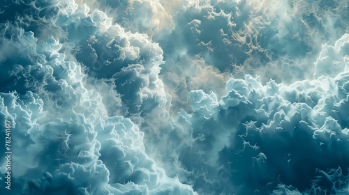 Soft and fluffy cloud texture, full of lightness and unpredictability with space for text in dark blue shades photo