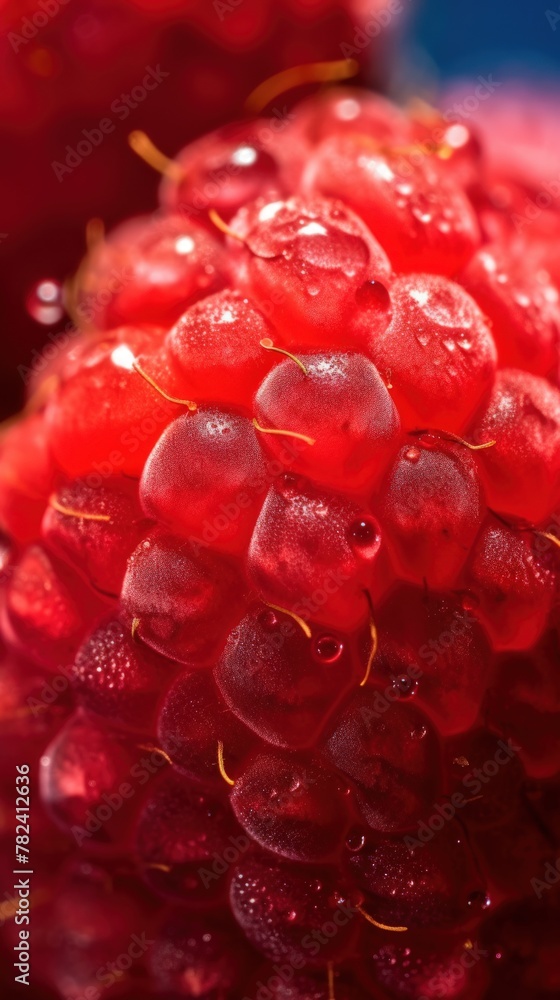 Juicy Backlit Raspberry Slice in Extreme Macro Close-Up Generative AI Juicy Backlit Raspberry Slice in Extreme Macro Close-Up Generative AI