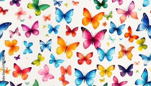 Colorful Crayon Drawn Butterflies Generative AI