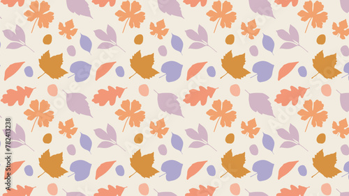 Autumn Watercolor Pattern With Leaf and branches. Perfect for gift paper, wallpaper, seasonal holidays, Thanksgiving Day greeting cards, fabric. Vector illustration.