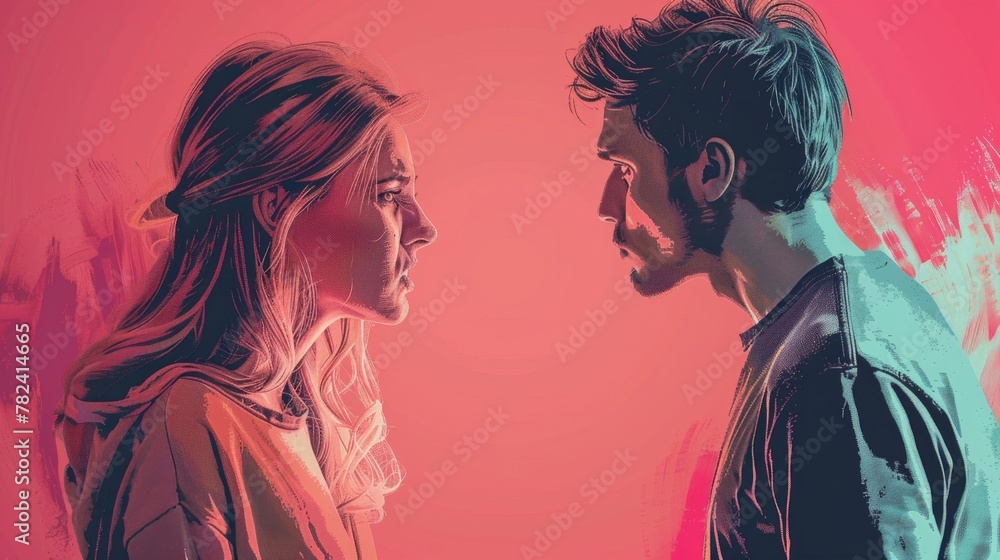 a man and a woman looking at each other a man and a woman looking at each other