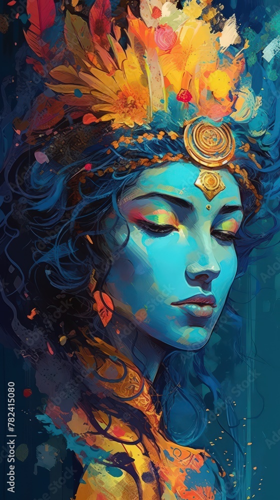 Vibrant Hindu Deity Illustration Generative AI Vibrant Hindu Deity Illustration Generative AI