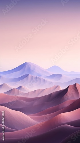 Nostalgic Pastel Landscape with Minimalist Mountain Scenery Generative AI