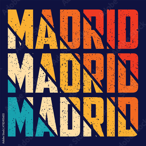 Vintage college madrid city slogan print with retro varsity font text for man - woman tee t shirt or sweatshirt