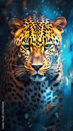 Vibrant Leopard Painting in Watercolor Generative AI