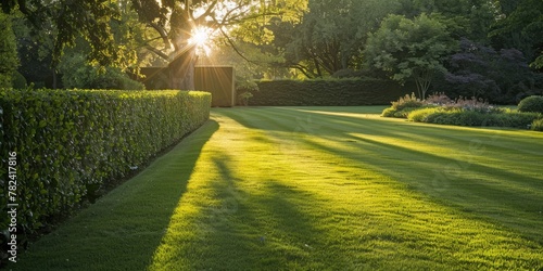 Beautiful green lawn with l...