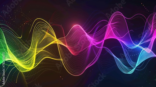 Wave line rainbow background, Sound wave line illustration. Abstract background