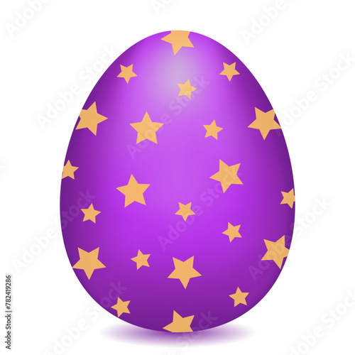Purple Easter egg decorated with stars. Vector color drawing