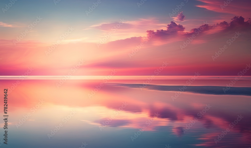 Fototapeta premium Stunning Coastal Sunrise with Magical Pink and Gold Sky Generative AI