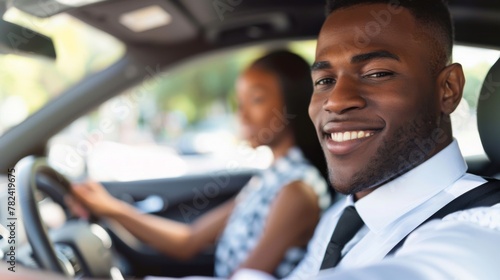 A couple enjoying a car ride