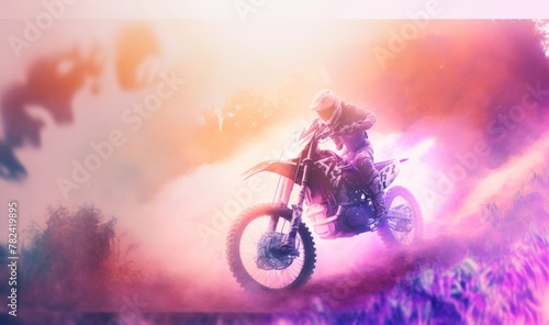Ethereal Motorcycle Backdrop with Soft Dreaminess Generative AI