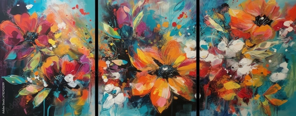 Vibrant Floral Artwork with Textured Brushstrokes Generative AI Vibrant Floral Artwork with Textured Brushstrokes Generative AI