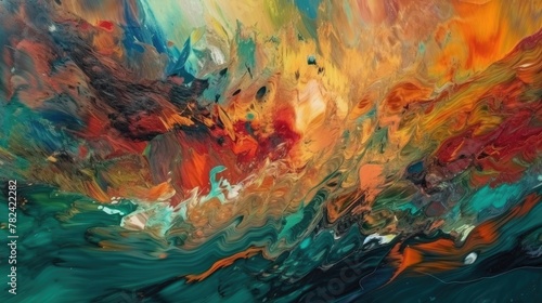 Vibrant Abstract Oil Painting Texture Generative AI