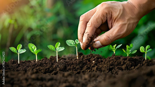 Farmer s hand and young plants