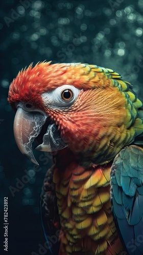 Vibrant Parrot in Artistic Bokeh Background Generative AI © AlexandraRooss
