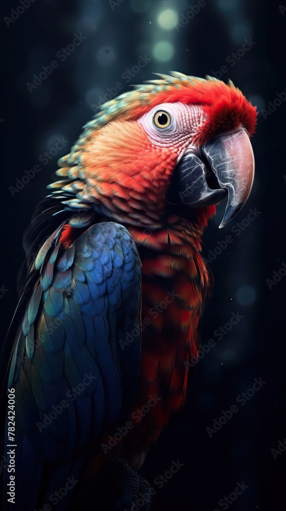 Fototapeta premium Vibrant Vintage-Inspired Parrot Artwork Generative AI