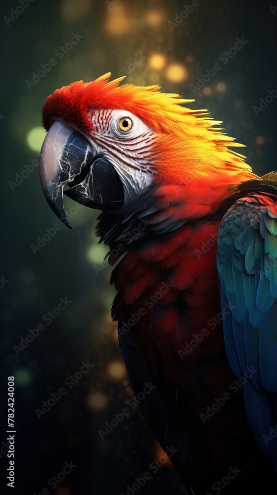 Vibrant Parrot Typography Art on Dark Background Generative AI Vibrant Parrot Typography Art on Dark Background Generative AI