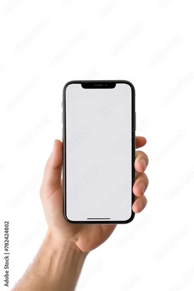 Smartphone Held in Hand with Blank Display Generative AI Smartphone Held in Hand with Blank Display Generative AI