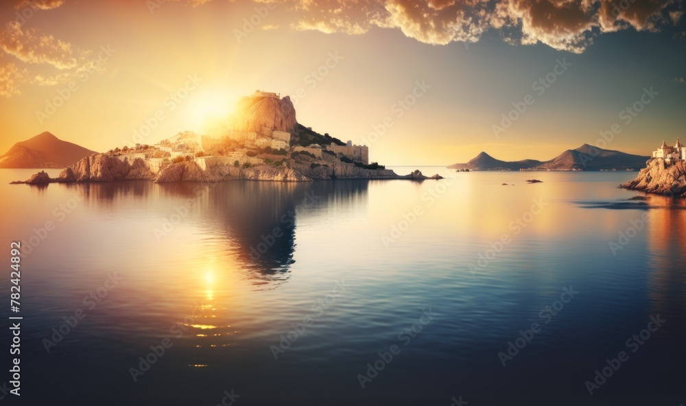 Tranquil Mediterranean Sunrise Generative AI